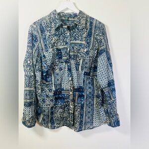 Lauren Ralph Lauren Blue and Cream Patterned Shirt